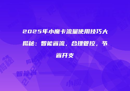 2025年小魔卡流量使用技巧大揭秘：智能省流，合理管控，节省开支