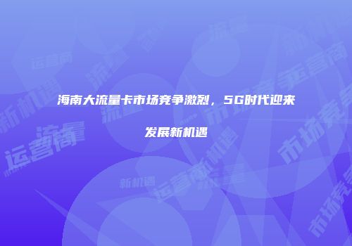 海南大流量卡市场竞争激烈，5G时代迎来发展新机遇