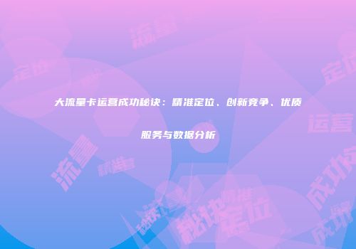 大流量卡运营成功秘诀:精准定位、创新竞争、优质服务与数据分析