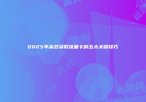 2025年高效获取流量卡的五大关键技巧
