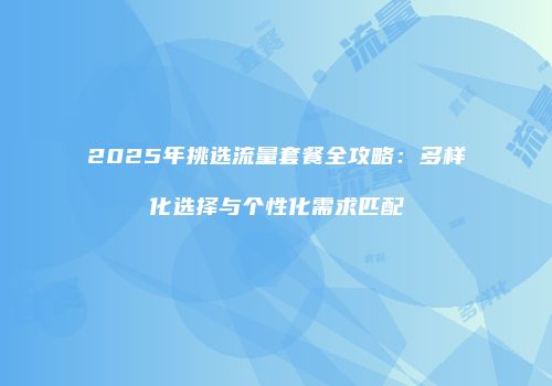 2025年挑选流量套餐全攻略：多样化选择与个性化需求匹配