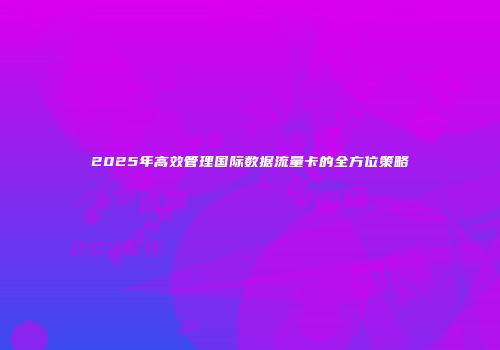 2025年高效管理国际数据流量卡的全方位策略