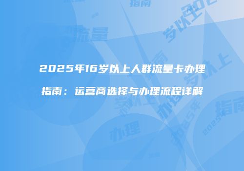 2025年16岁以上人群流量卡办理指南：运营商选择与办理流程详解