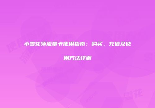 小雪花领流量卡使用指南：购买、充值及使用方法详解