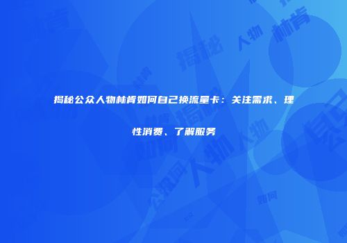 揭秘公众人物林肯如何自己换流量卡:关注需求、理性消费、了解服务