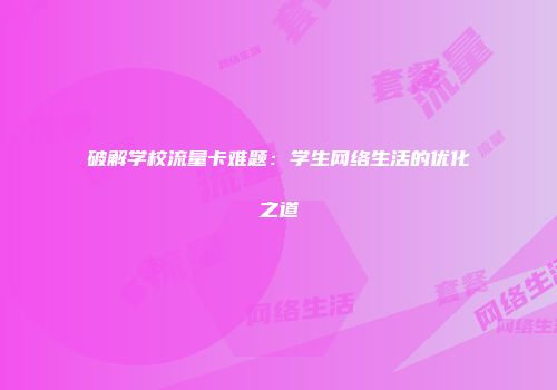 破解学校流量卡难题：学生网络生活的优化之道