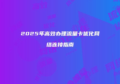 2025年高效办理流量卡优化网络连接指南