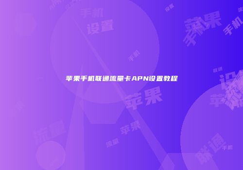 苹果手机联通流量卡APN设置教程