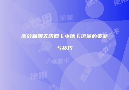 高效利用无限网卡电信卡流量的策略与技巧
