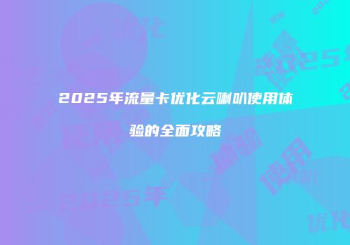 2025年流量卡优化云喇叭使用体验的全面攻略