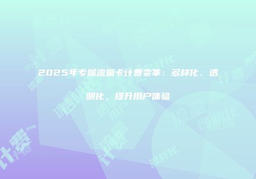 2025年专属流量卡计费变革：多样化、透明化，提升用户体验