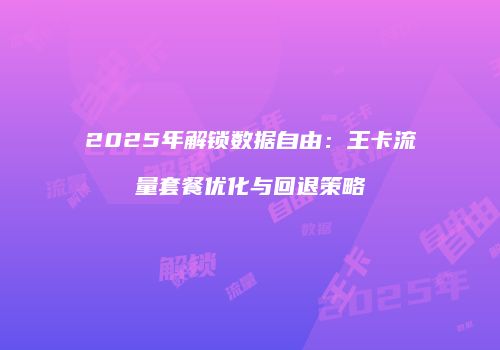 2025年解锁数据自由:王卡流量套餐优化与回退策略