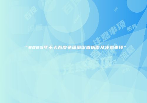 “2025年王卡百度免流量设置指南及注意事项”