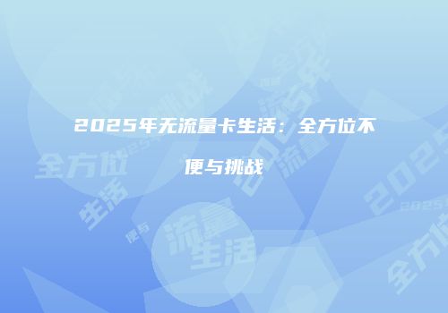 2025年无流量卡生活:全方位不便与挑战