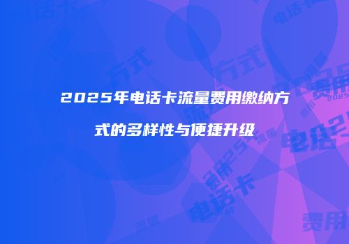 2025年电话卡流量费用缴纳方式的多样性与便捷升级