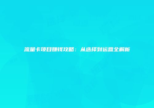 流量卡项目赚钱攻略：从选择到运营全解析