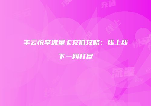 丰云悦享流量卡充值攻略:线上线下一网打尽