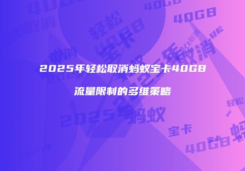 2025年轻松取消蚂蚁宝卡40GB流量限制的多维策略