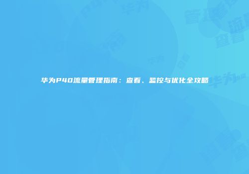 华为P40流量管理指南：查看、监控与优化全攻略
