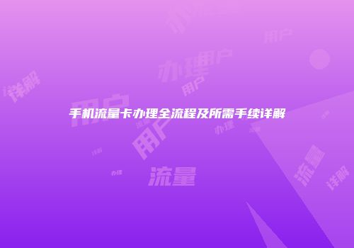 手机流量卡办理全流程及所需手续详解