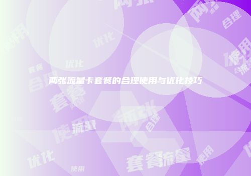两张流量卡套餐的合理使用与优化技巧