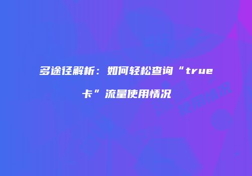 多途径解析：如何轻松查询“true卡”流量使用情况