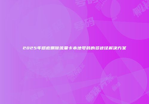 2025年彻底删除流量卡本地号码的多途径解决方案