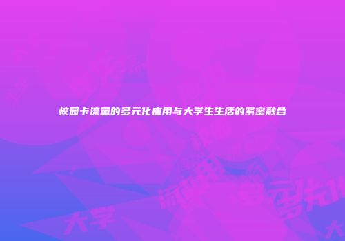 校园卡流量的多元化应用与大学生生活的紧密融合