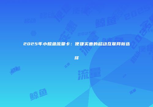 2025年小鲸鱼流量卡：便捷实惠的移动互联网新选择