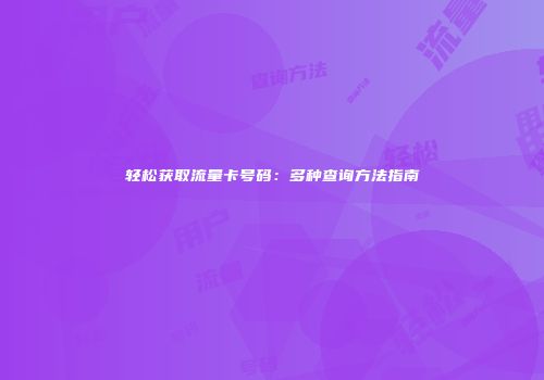 轻松获取流量卡号码:多种查询方法指南