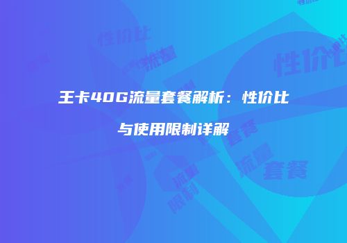 王卡40G流量套餐解析:性价比与使用限制详解