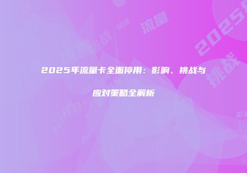 2025年流量卡全面停用：影响、挑战与应对策略全解析