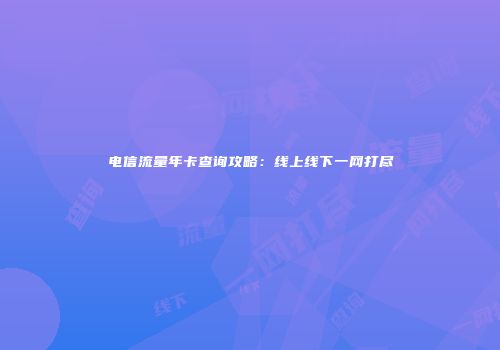 电信流量年卡查询攻略:线上线下一网打尽