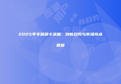 2025年专属副卡流量：创新趋势与市场亮点展望