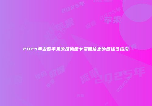2025年查看苹果数据流量卡号码信息的多途径指南