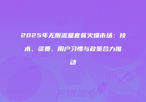 2025年无限流量套餐火爆市场：技术、资费、用户习惯与政策合力推动
