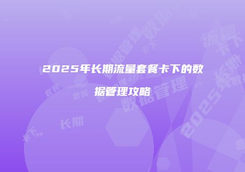 2025年长期流量套餐卡下的数据管理攻略