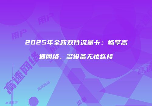 2025年全新双待流量卡:畅享高速网络,多设备无忧连接