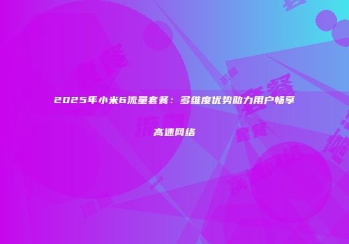 2025年小米6流量套餐：多维度优势助力用户畅享高速网络