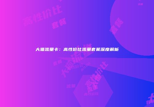 大猫流量卡:高性价比流量套餐深度解析