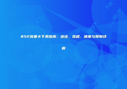 852流量卡下载指南：途径、流程、速度与限制详解
