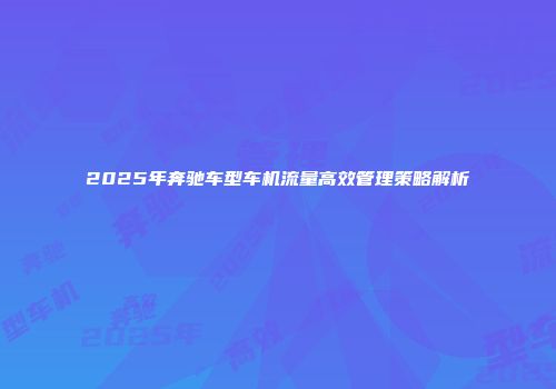2025年奔驰车型车机流量高效管理策略解析