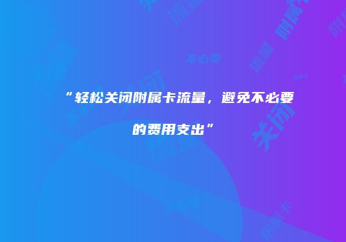 “轻松关闭附属卡流量，避免不必要的费用支出”