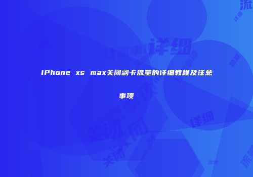 iPhone xs max关闭副卡流量的详细教程及注意事项