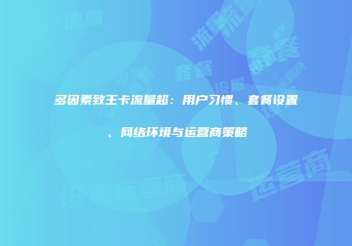 多因素致王卡流量超：用户习惯、套餐设置、网络环境与运营商策略