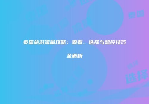 泰国旅游流量攻略：查看、选择与监控技巧全解析