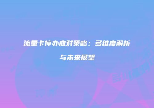 流量卡停办应对策略：多维度解析与未来展望