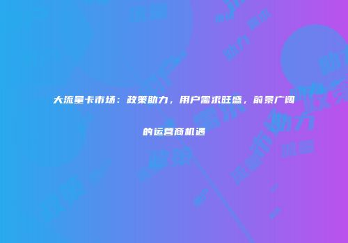 大流量卡市场：政策助力，用户需求旺盛，前景广阔的运营商机遇