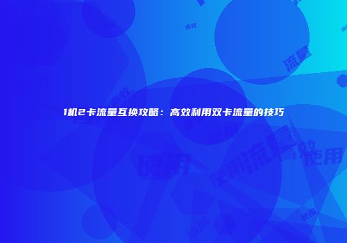 1机2卡流量互换攻略:高效利用双卡流量的技巧
