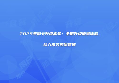 2025年副卡升级套餐：全面升级流量体验，助力高效流量管理
